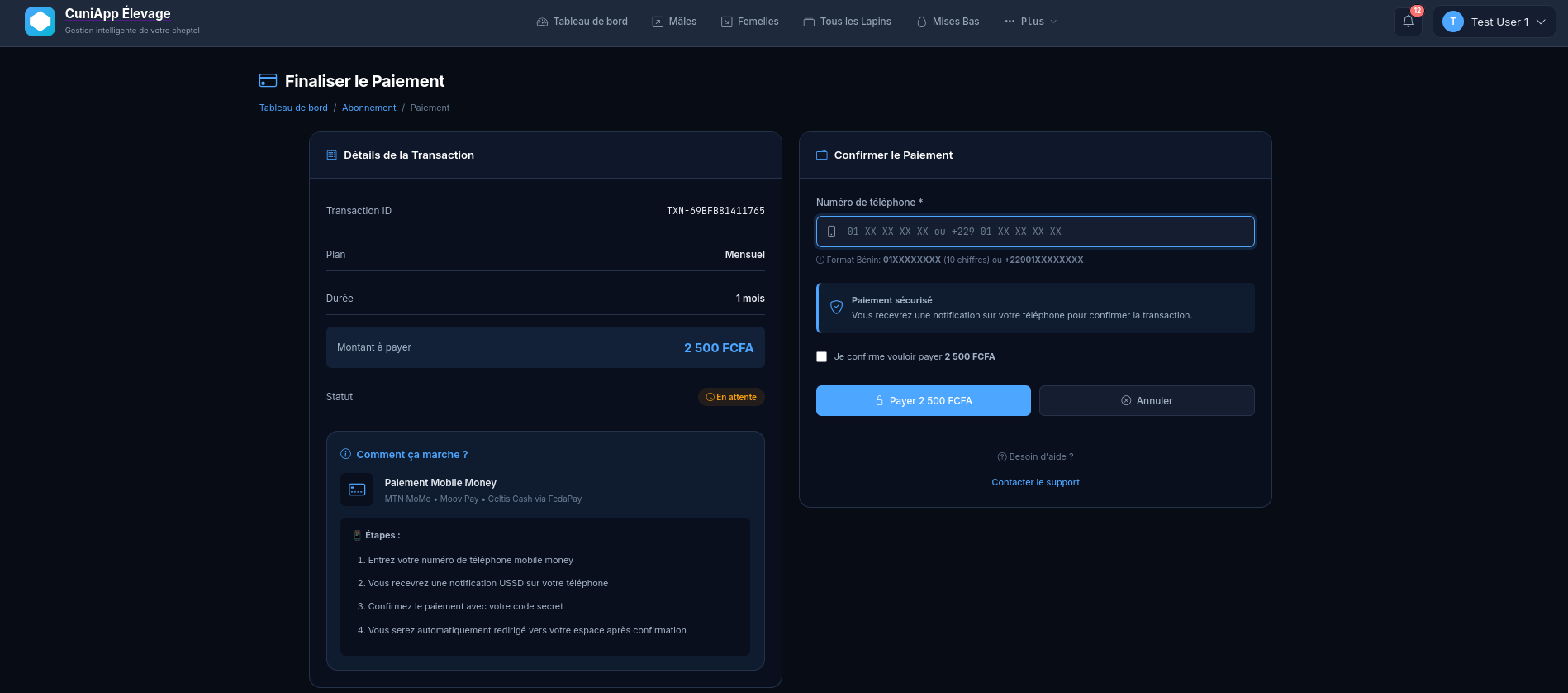CuniApp payment integration