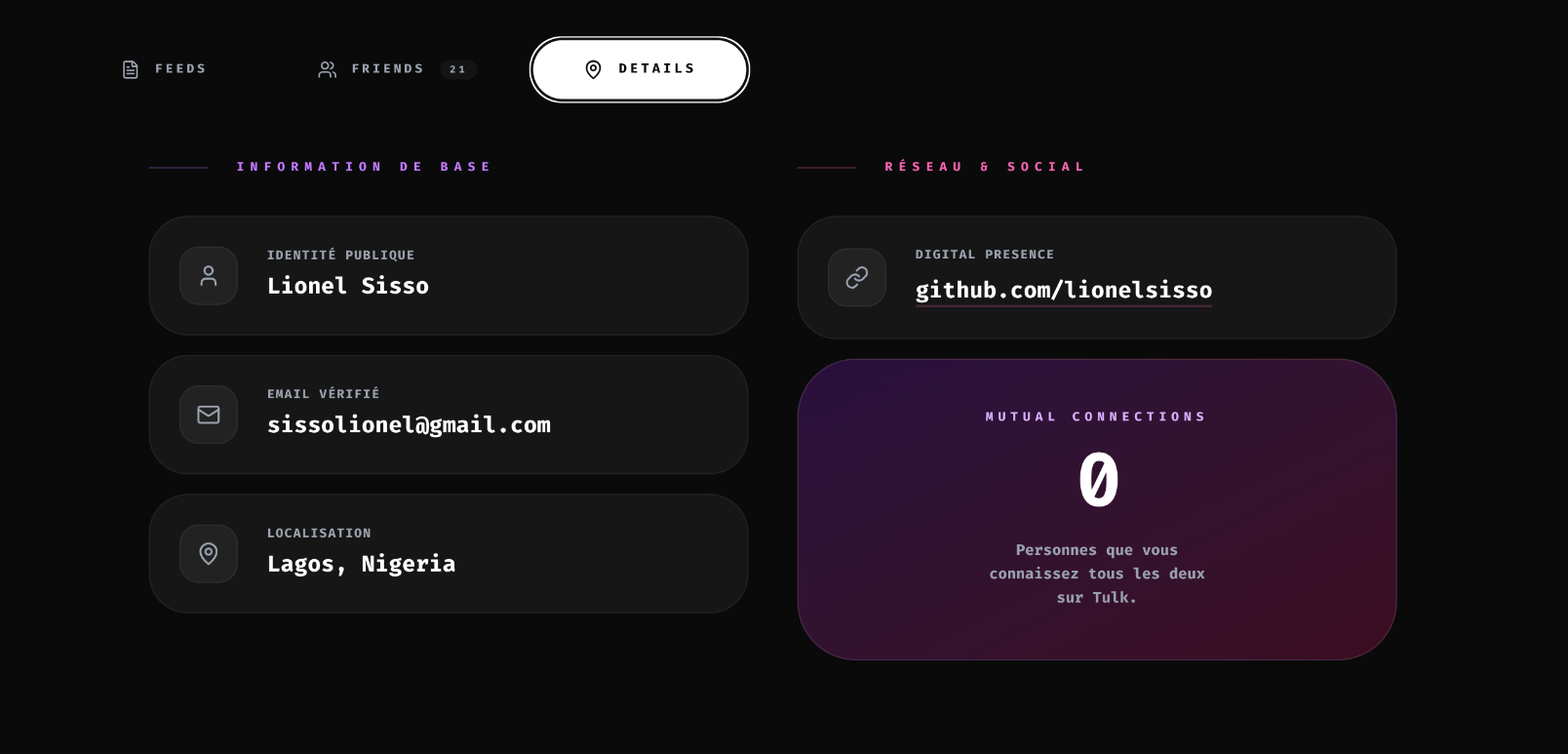 Tulk Profile Details